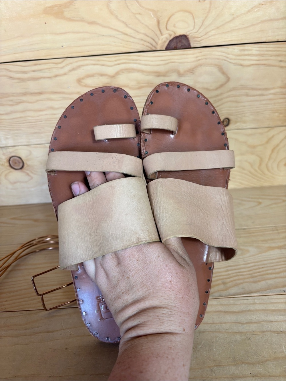 Joes jeans tan leather sandals - Picture 9 of 9